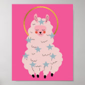 Cute Kawaii Lama Pastel Roze Kinderkamer Poster (Voorkant)