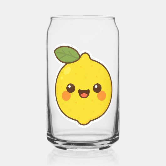 Cute Kawaii Lemon Blikvorm Glas (Achterkant)
