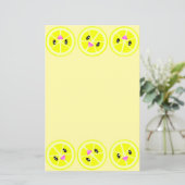 Cute Kawaii Lemon Border Lemonade Stationery Paper (Staand voorkant)