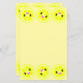 Cute Kawaii Lemon Border Lemonade Stationery Paper (Voorkant / Achterkant)