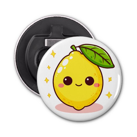 Cute Kawaii Lemon Button Flesopener (Voorkant)