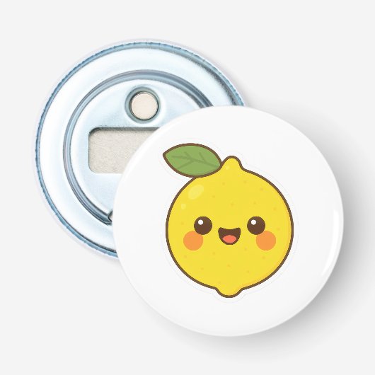 Cute Kawaii Lemon Button Flesopener (Voorkant)