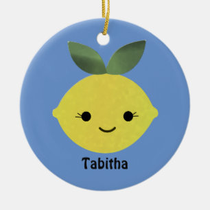 Cute Kawaii Lemon Keramisch Ornament