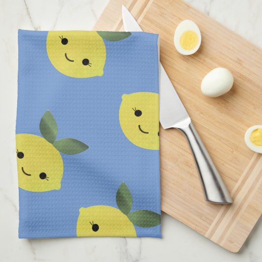 Cute Kawaii Lemon Pattern Theedoek (Quarter Fold)
