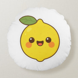 Cute Kawaii Lemon Rond Kussen