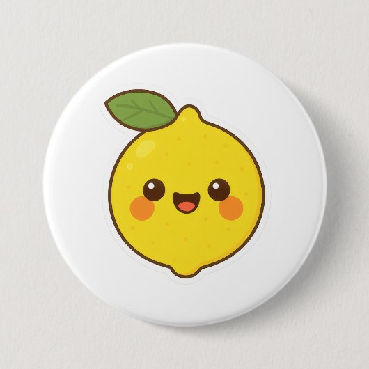 Cute Kawaii Lemon Ronde Button 7,6 Cm (Voorkant)