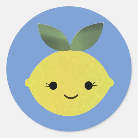 Cute Kawaii Lemon Ronde Sticker (Voorkant)