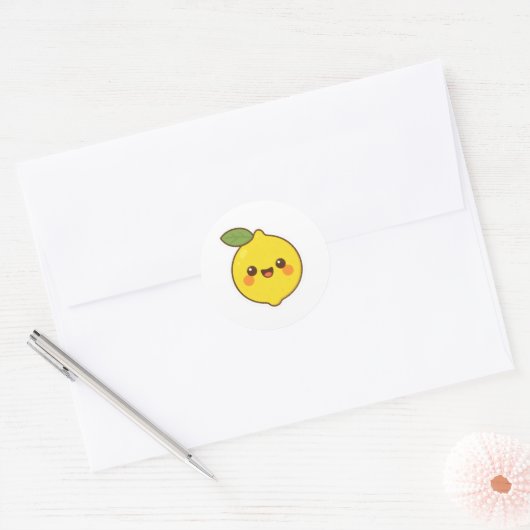Cute Kawaii Lemon Ronde Sticker (Envelop)