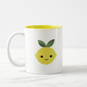 Cute Kawaii Lemon Tweekleurige Koffiemok