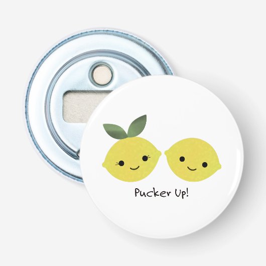 Cute Kawaii Lemons Button Flesopener (Voorkant)