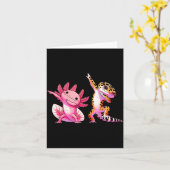 Cute Kawaii Leopard Gecko Dabbing Axolotl Friends Kaart (Gele Bloem)
