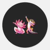 Cute Kawaii Leopard Gecko Dabbing Axolotl Friends  Ronde Sticker (Voorkant)