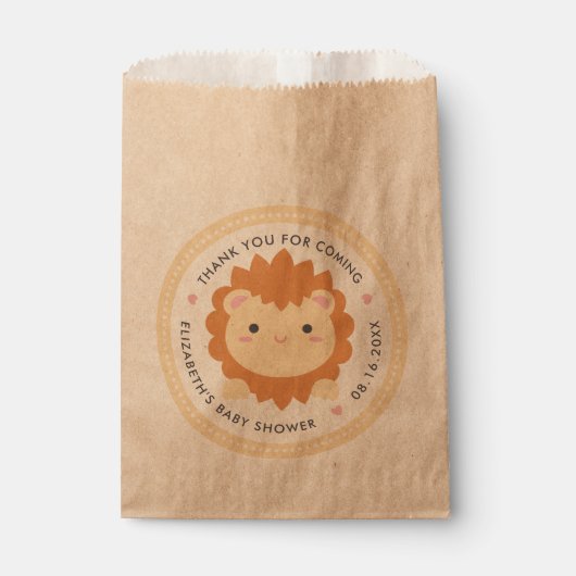 Cute Kawaii Lion Cub Gender Neutral Baby shower Bedankzakje (Voorkant)