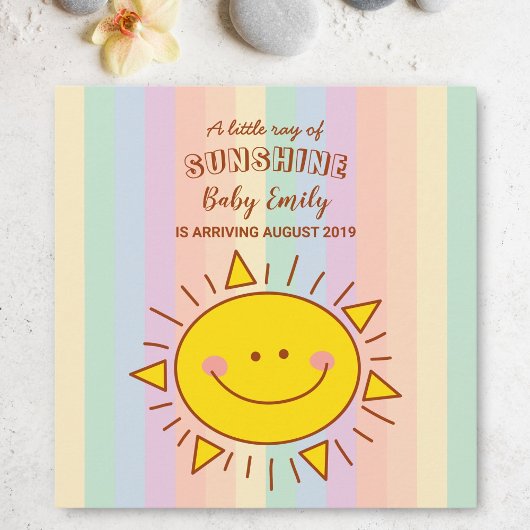 Cute Kawaii Little Rainbow Sunshine Baby Arrival Aankondiging