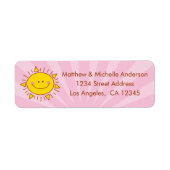 Cute Kawaii Little Ray of Sunshine Doodle Pink Etiket (Voorkant)