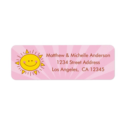 Cute Kawaii Little Ray of Sunshine Doodle Pink Etiket (Voorkant)