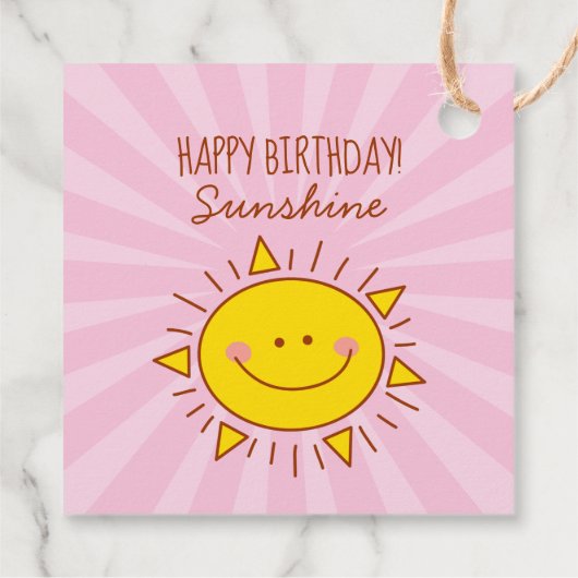 Cute Kawaii Little Sunshine Pink Happy Birthday Bedankjes Labels (Achterkant)
