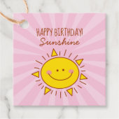 Cute Kawaii Little Sunshine Pink Happy Birthday Bedankjes Labels (Voorkant)