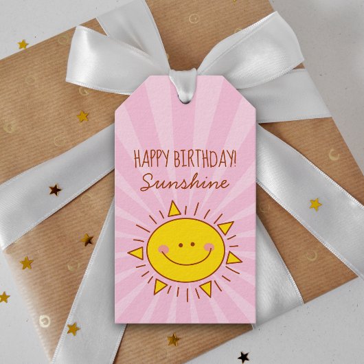 Cute Kawaii Little Sunshine Pink Happy Birthday Cadeaulabel