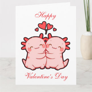 Cute Kawaii Lizard Couple Valentine’s Day Card Bedankkaart