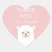 Cute Kawaii Llama Alpaca Elegant Pink Dank u Hart Sticker (Voorkant)
