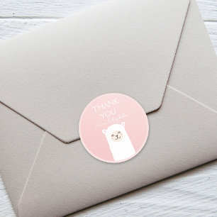 Cute Kawaii Llama Alpaca Elegant Pink Dank u Ronde Sticker