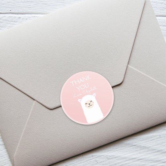 Cute Kawaii Llama Alpaca Elegant Pink Dank u Ronde Sticker