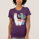 Cute Kawaii Llama en Cactus Illustration T-shirt (Voorkant)