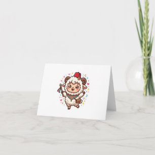 Cute Kawaii Marokkaans Eid al-Adha Schaap Fez Stic Bedankkaart