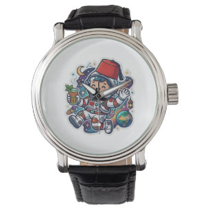 Cute Kawaii Marokkaanse Astronaut Munt Thee FezSti Horloge