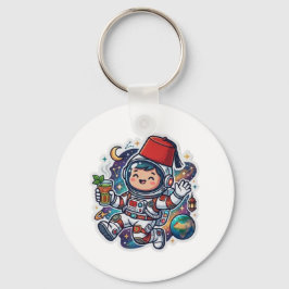 Cute Kawaii Marokkaanse Astronaut Munt Thee FezSti Sleutelhanger