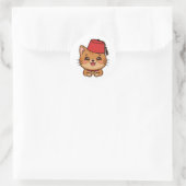 Cute Kawaii Marokkaanse Fez Hoed Kat Sticker (Tas)