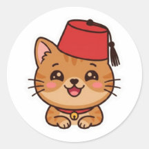 Cute Kawaii Marokkaanse Fez Hoed Kat Sticker