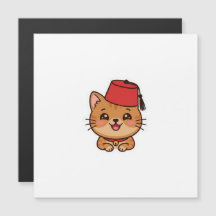 Cute Kawaii Marokkaanse Fez Hoed Kat Sticker