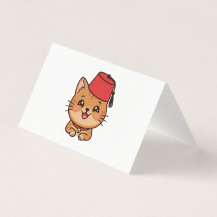 Cute Kawaii Marokkaanse Fez Hoed Kat Sticker Kaart