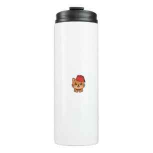 Cute Kawaii Marokkaanse Fez Hoed Kat Sticker Thermosbeker