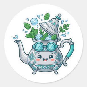 Cute Kawaii Marokkaanse IJsthee Zomer BSticker Ronde Sticker