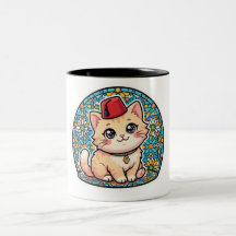 Cute Kawaii Marokkaanse Kat met Rood Tarboush Stic