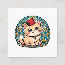 Cute Kawaii Marokkaanse Kat met Rood Tarboush Stic