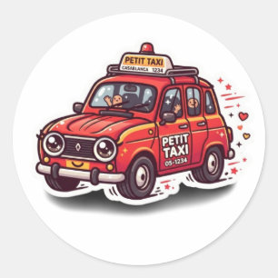 Cute Kawaii Marokkaanse Rode Petit Taxi City TrSti Ronde Sticker