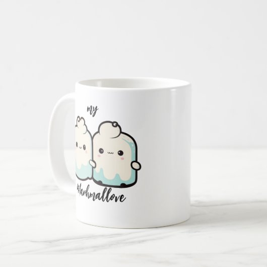 Cute Kawaii Marshmallow Couble Coffee Mok (Voorkant links)