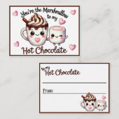 Cute Kawaii Marshmallows en Chocolade Notitiekaartje (Voorkant / Achterkant)