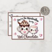 Cute Kawaii Marshmallows en Chocolade Notitiekaartje (Voorkant / Achterkant in situ)