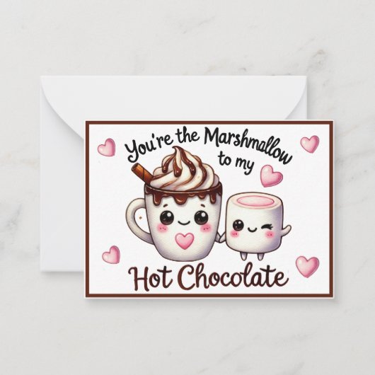 Cute Kawaii Marshmallows en Chocolade Notitiekaartje (Voorkant)