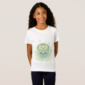 Cute Kawaii Matcha Latte Hart Kinder T-shirt (Voorkant volledig)