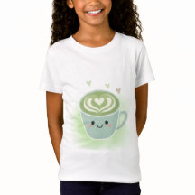 Cute Kawaii Matcha Latte Hart Kinder T-shirt