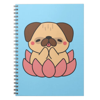 Cute Kawaii Meditating Pug Lotus Flower Zen Dog Notitieboek