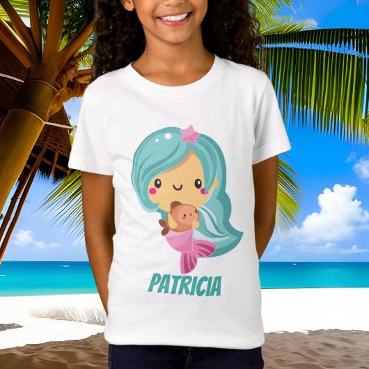 Cute Kawaii mermaid add name t shirt