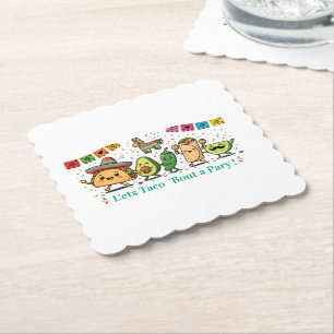 Cute Kawaii Mexicaans Eetfestijn - Taco Burrito Av Kartonnen Onderzetters