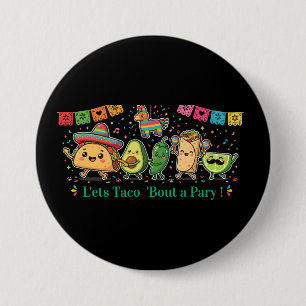 Cute Kawaii Mexicaans Eetfestijn - Taco Burrito Av Ronde Button 7,6 Cm